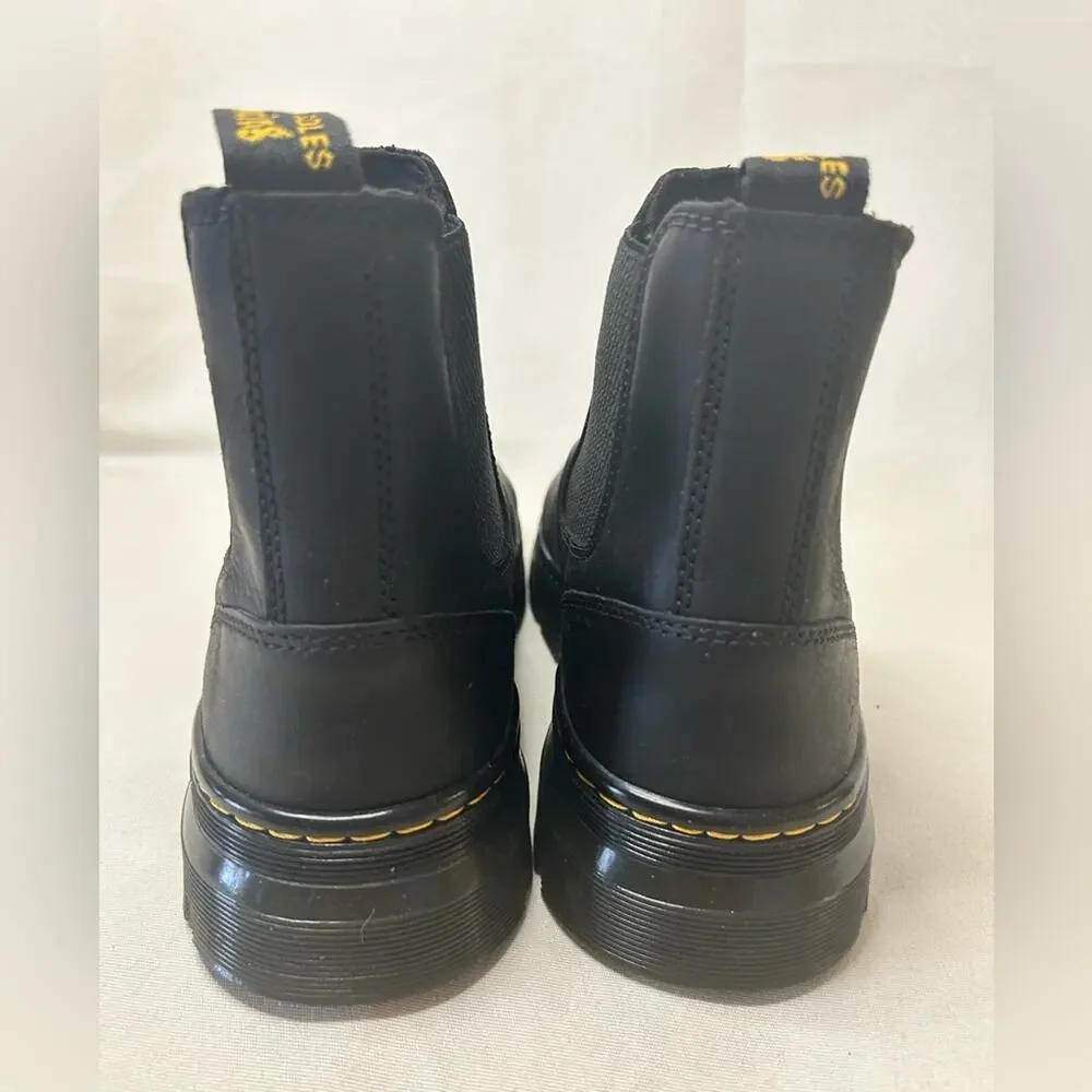 Dr. Martens Embiry  Black Chelsea Combat Boots with Yellow Stitching. Men’s  8